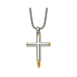 STAINLESS STEEL POLISHED BULLET CROSS 24" NECKLACE CH2948ST Image