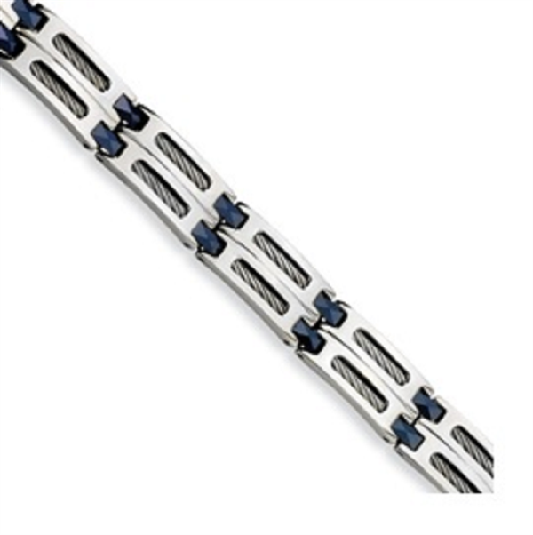 Stainless Steel Blue Carbon Fiber Bracelet